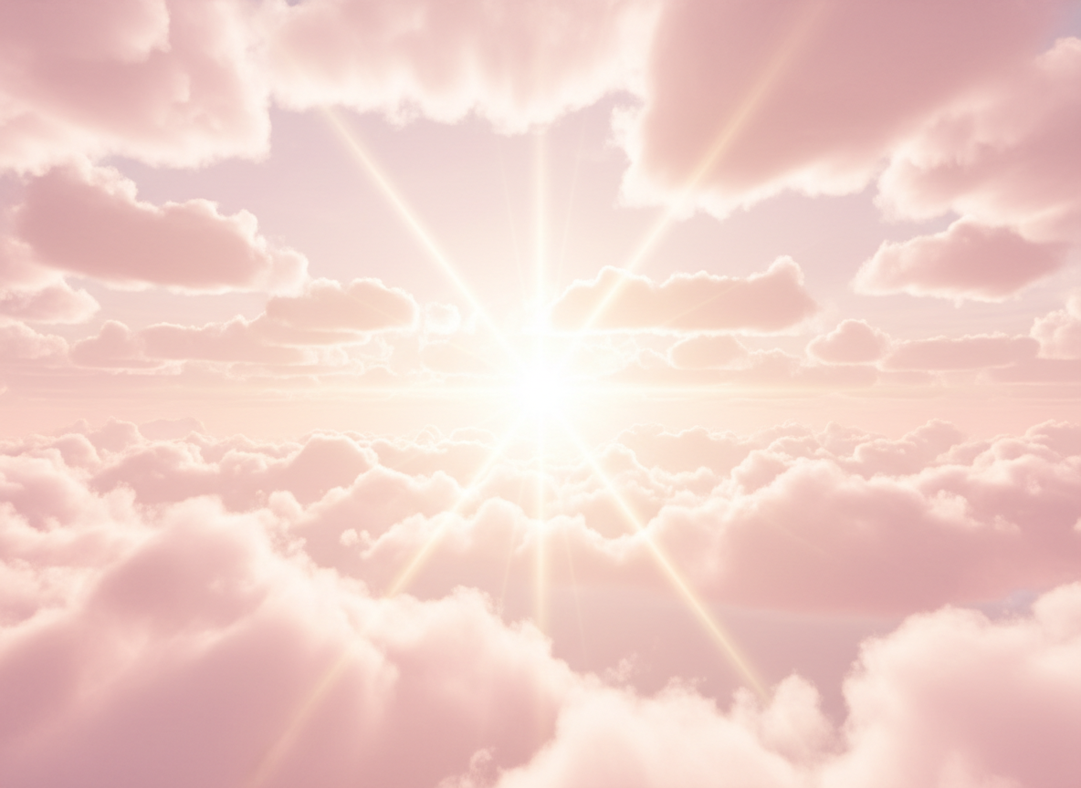 Dreamy heavenly clouds with golden light